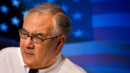 Rep. Barney Frank (D-MA), takes questions on April 15, 2008 and says that efforts to let bankruptcy judges rewrite mortgages for strapped borrowers will not make it through Congress this year. (AP/J. Scott Applewhite)