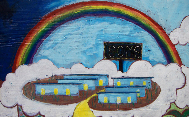 This mural was painted by students at Gompers Charter Middle School, a high-poverty and high-minority school in San Fernando, California that has begun experimenting with expanded learning time. (Flickr/kafka4prez)
