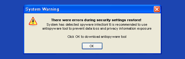 A computer displays a warning after being infected with malware. (CAP)