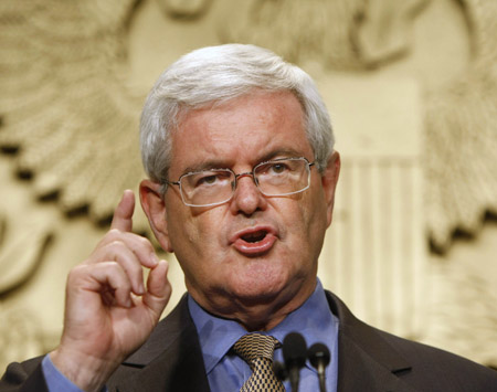 Newt Gingrich has become a spokesperson for the "Drill Here, Drill Now, Pay Less" campaign, part of the continuing effort by drilling proponents to promote offshore oil exploration despite evidence by the Energy Information Agency that it would do little to affect prices. (AP/Gerald Herbert)