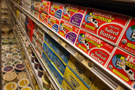 Organic butter at a GreenWise store in Palm Beach Gardens, FL. Organic food is criticized for its cost, but it contains no pesticides, and farmers must follow environmental standards to become certified. (AP/Luis M. Alvarez)