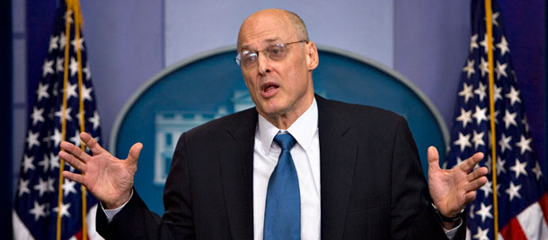 Treasury Secretary Henry Paulson briefs reporters on the economy at the White House. (AP/J. Scott Applewhite)