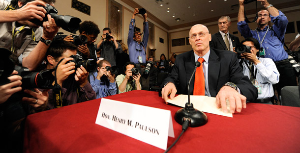 Treasury Secretary Henry Paulson testifies again today in front of the Senate Banking Committee. (AP/Susan Walsh)