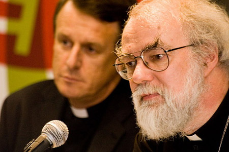 Religious leaders such as the Archbishop of Canterbury, Rowan Williams (left), are speaking out about the deeper moral issues at play in the current financial crisis. (Flickr/sj0m0)