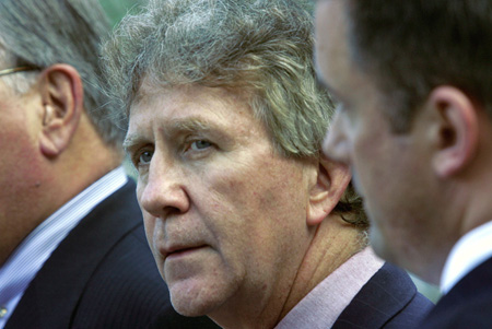 Lawrence A. Franklin is seen outside the federal courthouse in Alexandria, Virginia, where he was being tried for providing classified information to an Israeli official and members of a pro-Israeli lobbying group. (AP/Lawrence Jackson)