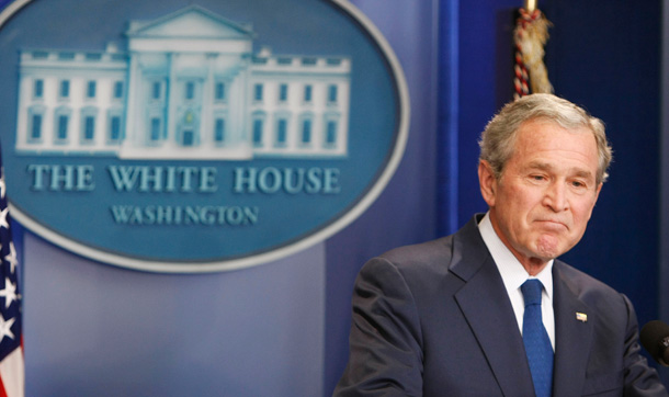 President George W. Bush speaks during the final news conference of his administration on Monday, January 12, 2009. (AP/Gerald Herbert)