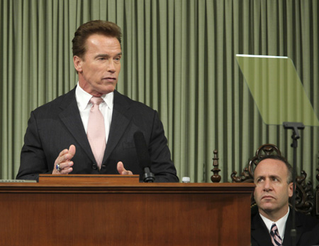 Many states face serious budget challenges that the stimulus can help address. Governor Arnold Schwarzenegger (R-CA) told his state legislators earlier this week, “California, the eighth-largest economy in the world, faces insolvency within weeks.” (AP/Rich Pedroncelli)