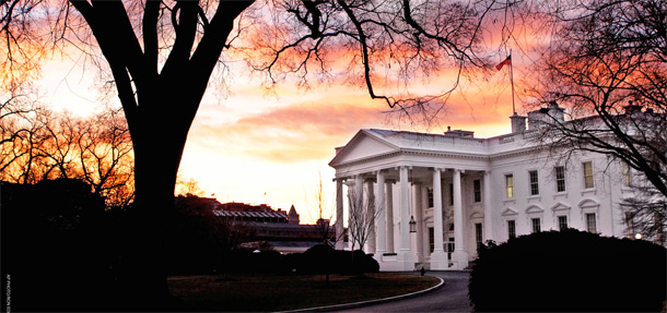 Dawn breaks over the White House. (AP/RonEdmonds)