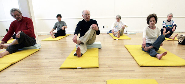 Senior citizens participate in a yoga class in Ann Arbor, Michigan. (AP/Tony Ding)
