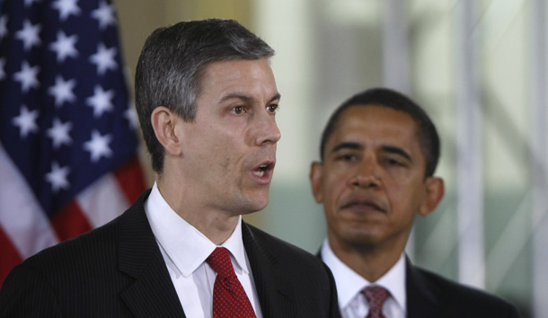 President Barack Obama and Secretary of Education Arne Duncan have called for using $5 billion in stimulus funding to reward states that are instituting bold, promising education reforms. (AP/File)