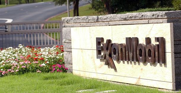 ExxonMobil's headquarters in Irving, TX. Like other big oil companies, Exxon spends millions of dollars on promoting a clean, green image while spending very little on investments in clean-energy technologies and fuels. (AP/LM Otero)