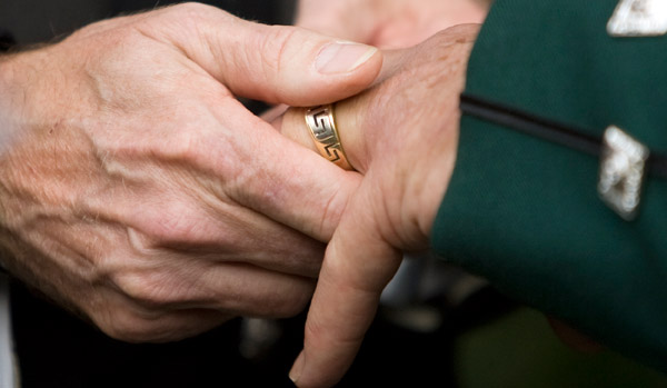 Jon Van Sciver marries his longtime partner Craig Morgan at a ceremony in San Diego last summer. The couple were one of 18,000 same-sex couples who wed before California's Proposition 8 banned the marriages. (AP/Chris Park)