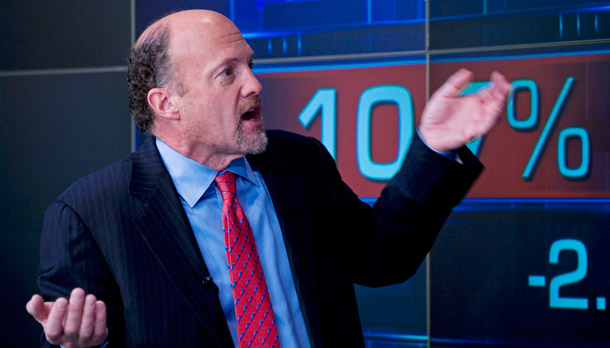 Jim Cramer, host of CNBC's Mad Money, attends the opening bell of the Nasdaq stock market in New York. (AP/Mark Lennihan)