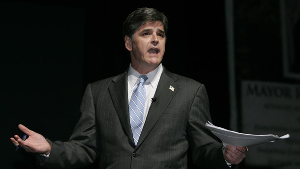 Conservatives, including <i>Fox News</i> commentator Sean Hannity, above, are up in arms over a recently released Department of Homeland Security report on right-wing extremists. (AP/Douglas C. Pizac)