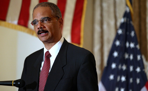 Attorney General Eric Holder addresses a dinner at West Point on the rule of law. President Barack Obama announced yesterday that CIA officers who used harsh interrogation techniques during the Bush administration will not be prosecuted. (AP/Craig Ruttle)