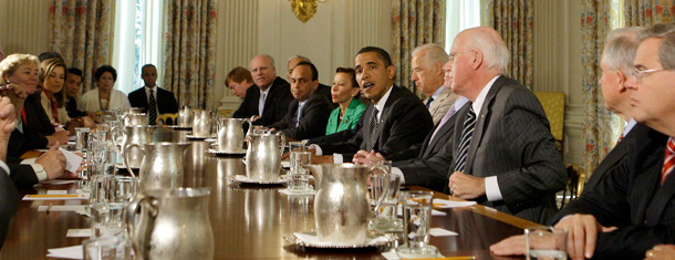 President Barack Obama talks with members of the press after meeting with members of Congress to discuss immigration on Thursday. (AP/Haraz N. Ghanbari)