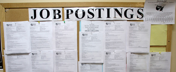 A job postings board at Central City Concern in Portland, Oregon. The unemployment rate jumped to 9.4 percent in May, the highest in more than 25 years. (AP/Rick Bowmer)