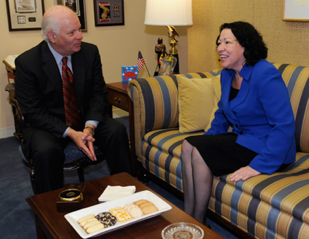 Supreme Court nominee Sonia Sotomayor meets with Sen. Ben Cardin (D-MD) in his office on Capitol Hill in Washington. (AP/Susan Walsh)