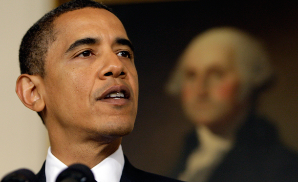 President Barack Obama speaks about health care from the Diplomatic Room of the White House. (AP/Alex Brandon)