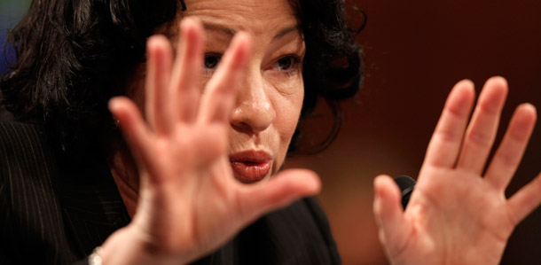 Supreme Court nominee Sonia Sotomayor testifies on Capitol Hill in Washington, Wednesday July 15, 2009, before the Senate Judiciary Committee. (AP/Charles Dharapak)