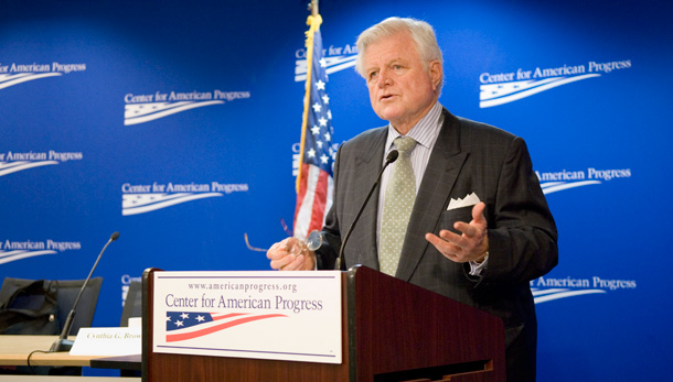 Senator Edward Kennedy speaks at a CAP event on extended learning time in Massachusetts. (CAP)