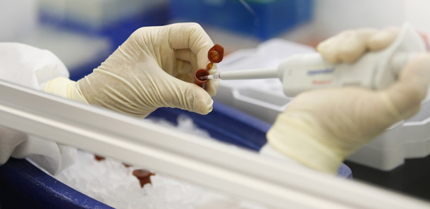 A health researcher conducts tests in San Diego, California. (AP/Denis Poroy)