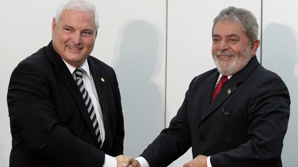 Panamanian President Ricardo Martinelli, left, and Brazilian President Inácio Lula da Silva, right, illustrate the growing right-leaning trend in Latin America. Martinelli, a conservative, defeated his center-left opponent in elections earlier this year, while leftist Lula's approval rating remains high but his recently announced chosen successor trails the opposition in polls. (AP/Eraldo Peres)