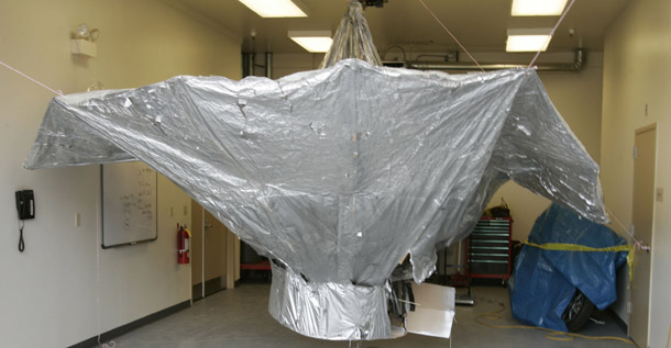 The helium balloon that supposedly carried 6-year-old Falcon Heene across Colorado is held for evidence in the Larimer County Sheriff's Office. The "Balloon Boy" story grabbed 16 percent of all airtime from October 12 to 18 on the 24-hour cable news networks. (AP/Will Powers)