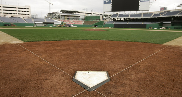 A view from home plate at the Washington Nationals baseball stadium, Major League Baseball's first Leadership in Energy and Environmental Design-certified ballpark. (AP/Evan Vucci)