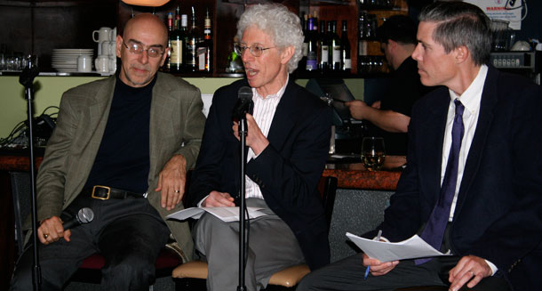 Brookings Senior Fellow William Galston, center, spoke earlier this week at the first session of the Center for American Progress Progressive Studies Program’s fall Progressivism on Tap series. (Campus Progress)