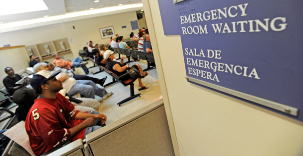 Patients wait in the emergency room at Stroger Hospital in Chicago, a safety net hospital that is a last resport for many who need care and are unable to get it any other way. (AP/Paul Beaty)