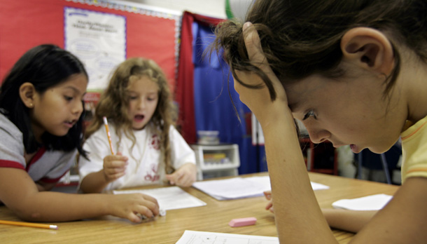 Third grade students participate in a math exercise in Arlington, Virginia. (AP/Charles Dharapak)