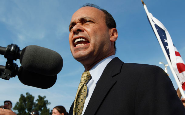 Rep. Luis Gutierrez (D-IL) speaks at a rally for immigration reform on the grounds of the U.S. Capitol. (AP/Manuel Balce Ceneta)