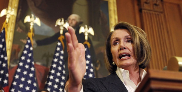 House Speaker Nancy Pelosi (D-CA) is considering asking the full House to vote on a package of amendments to the Senate-passed health care bill that would also contain language adopting the Senate bill. (AP/Gerald Herbert)