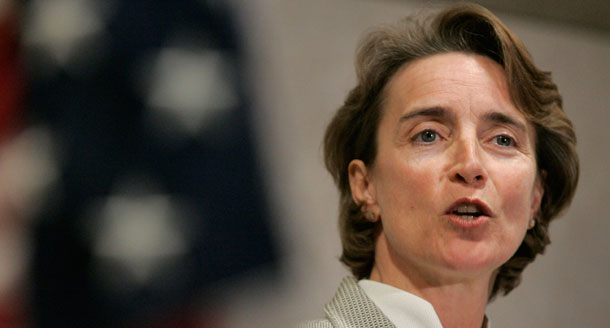Sen. Blanche Lincoln (D-AK) speaks at a candidate forum held by the Arkansas Farm Bureau in North Little Rock, Arkansas. Sen. Lincoln introduced a comprehensive derivatives bill late last week that is much tougher on Wall Street than originally expected. (AP/Danny Johnston)
