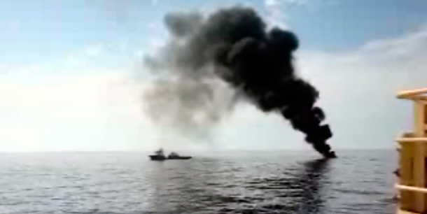 This image made from video released by the Deepwater Horizon Response Unified Command shows an in situ burn in the Gulf of Mexico in response to the oil spill after the explosion on the Deepwater Horizon. (AP/Coast Guard)