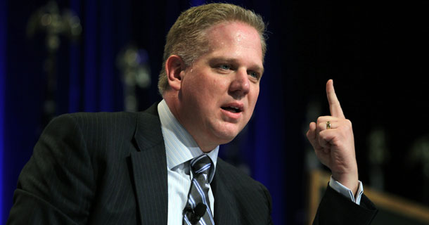 Fox News's Glenn Beck addresses the Conservative Political Action Conference in Washington on February 20, 2010. Beck's provocative and incendiary language may make for good television, but it might sound to a less than stable person like a call to arms. (AP/Jose Luis Magana)