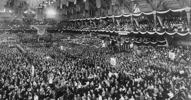 The National Progressive Convention in Chicago is seen on August 6, 1912. As a philosophical tradition, progressivism in its most complete form developed as a “new liberalism” for a new century—updating the American liberal tradition from its Jeffersonian, small-government, republican roots best suited for the agrarian economy of the nation’s founding era to a more democratic and modern liberalism capable of checking rising corporate power. (Library of Congress)