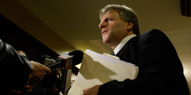Larry Stickney, campaign manager for Protect Marriage Washington, talks to reporters. (AP/Ted S. Warren)
