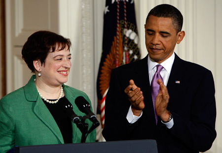 President Barack Obama introduces Solicitor General Elena Kagan as his choice for Supreme Court Justice in the East Room of the White House on May 10, 2010. (AP/Pablo Martinez Monsivais)