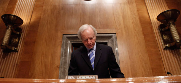 Senate Homeland Security and Governmental Affairs Committee Chairman Sen. Joseph Lieberman (I-CT) takes his seat Wednesday, May 5, 2010, before the start of the committee's hearing. (AP/Pablo Martinez Monsivais)