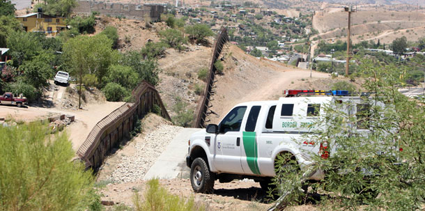 A U.S. Border Patrol truck is parked along the U.S.-Mexico border in Arizona. (AP/Ross D. Franklin)