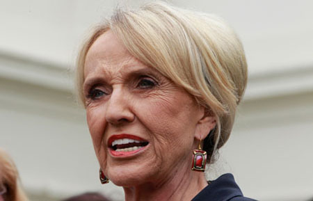 Arizona Governor, Jan Brewer, believes there to be high levels of "murder, terror, and mayhem" in Arizona; however, evidence actually points to declining levels of crime in Arizona and other border states. (AP/Charles Dharapak)