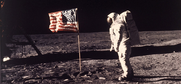 President Kennedy said in 1961 that we would put a man on the moon, and we accomplished that goal less than a decade later. It's time for government to set big goals again. (AP/Neil Armstrong)