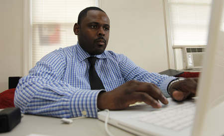 Long-term unemployment remains dim with 6.8 million workers out of work and seeking a job for at least six months. Stephan Azor, pictured here, has been seeking information technology work for the past eight months. (AP/Pablo Martinez Monsivais)