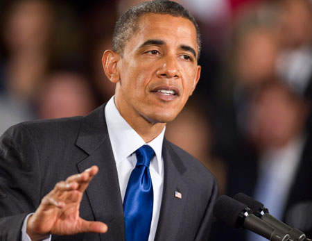 President Barack Obama speaks about the economy in Las Vegas, Nevada. (AP/Eric Jamison)