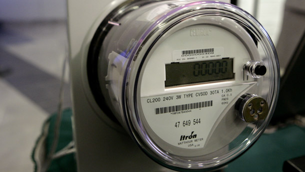 A smart meter is displayed during a news conference at the Baltimore Gas and Electric Company in Baltimore. BGE recently received approval from the Maryland Public Service Commission to replace all of their traditional meters with smart meters and is spending $60 million educating consumers about their new meters. (AP/Chris Gardner)