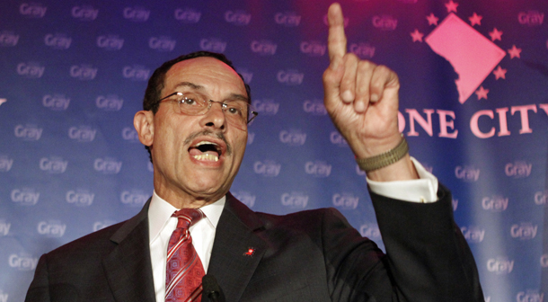 D.C. Council Chairman Vincent Gray, shown above, scored a decisive victory last week over incumbent mayor Adrian M. Fenty  to earn the Democratic Party’s nomination for next month’s general  election. Progressive candidates for state and national office should take lessons from the D.C. mayoral race. (AP/Jacquelyn Martin)