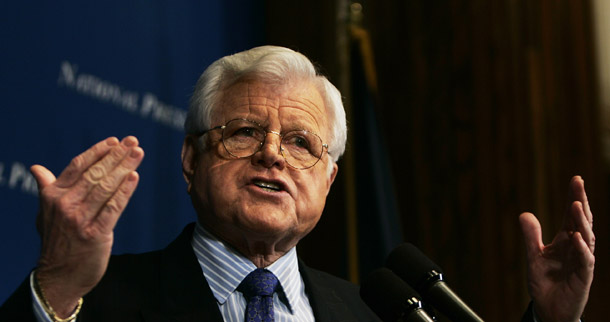 Sen. Ted Kennedy delivers remarks at the National Press Club in Washington on January 12, 2005. Kennedy died on August 25 last year. (AP/Manuel Balce Ceneta)