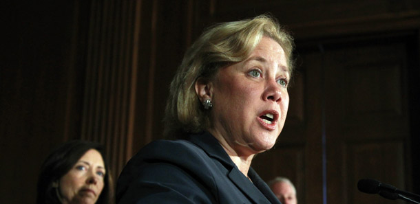 Sen. Mary Landrieu, right, is holding up President Obama's nominee to head the Office of Management and Budget while she waits to see if the administration's recent lifting of the offshore oil drilling moratorium will put people in her region back to work. (AP/Manuel Balce Ceneta)